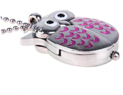 Peosaard Reloj de Bolsillo de aleación de Zinc, Reloj de Bolsillo analógico de Cuarzo, Unisex Antiguo con Forma de búho con Cadena, Collar Antiguo