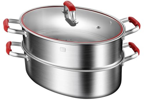 Pentola per pesce in acciaio inox con griglia per cucinare frutti di mare e zuppe, pentola ovale per cucinare in modo versatile