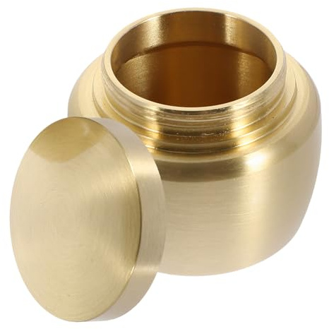 Hoement Urne Funéraire pour Cendres et Poudre de Parfum en Cuivre Or, Boîte à Thé Mini Matériau Robuste Étanchéité, Design Simple pour Maisons et Cimetières