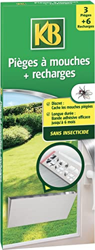 KB KBMOU3 - insektsmedelsfria flugfällor och refill - myggor, gnats, insekter - effektiv 6 månader - innehåller 3 fällor + 6 påfyllningar - luktfri och diskret klibbig fälla - enkel att använda