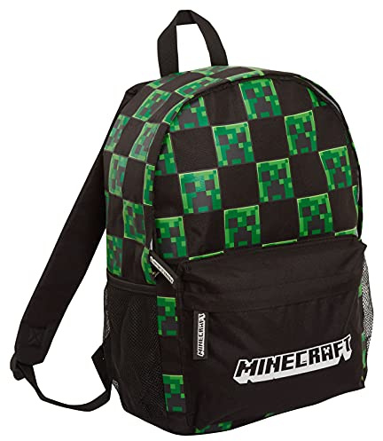 Minecraft Creeper Gamer Backpack for Kids Adults Laptop Backpack Gift for Gamers, Black, Taille unique, Daypack