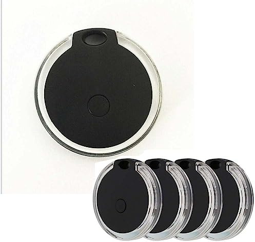 Mini detector de rastreo GPS, Riloer inalámbrico Bluetooth localizador de llaves GPS, dispositivo de búsqueda de control remoto de alarma antipérdida para llaves de niño de mascota, negro, juego de 4