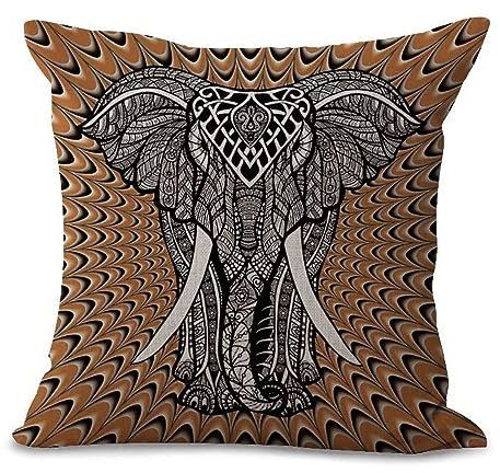 Kissen 60x60 Schwarzer Und Weißer Elefant Sofakissen Baumwoll und Leinen Dekokissen Quadrat Kissenbezüge mit Reißverschluss Outdoor Kissen- für Wohnzimmer Auto Schlafzimmer 1 Stück