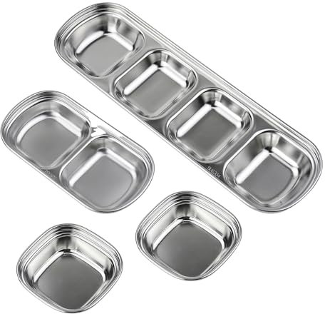 ONEBO 4 Piezas cuencos para salsa de acero inoxidable,Tazón de Salsa de Sushi,Cuencos Aperitivos Acero Inoxidable,para Salsas, para Salsas, Especias, Sushi, Soja(3 Tamaños)