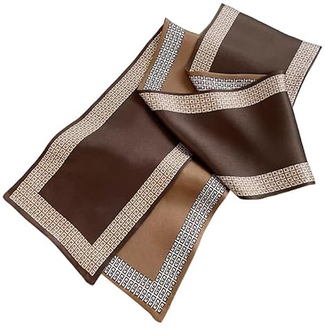 GIMIRO Sciarpa in seta satinata a doppio strato, 150 x 16 cm, cravatta a fiori, cintura in vita per blazer, cappotto, abito, 31# caffè/marrone unisex, 150cm x 16cm