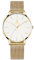 Alienwork Armbanduhr Damen Gold Metall Mesh Armband Edelstahl Weiss Ultra-flach dünn