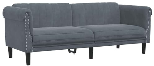 vidaXL Sofa 3-Sitzer, Couch mit Armlehnen Rückenlehne Stützbeine, Loungesofa für Wohnzimmer, Polstersofa Sofagarnitur, Modern, Dunkelgrau Samt