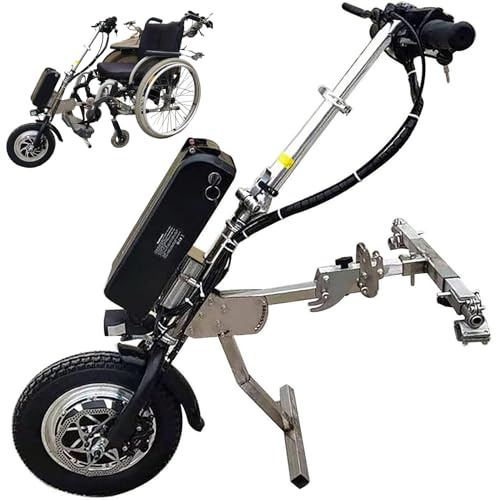 Dispositivo Di Traino Per Sedia A Rotelle Da 500 W, Attacco Elettrica Handcycle,Con Luce Anteriore+ Ammortizzazione+Tweeter, Batteria 48V 15 Ah/17 Ah, 3 Velocità, Autonomia 60/70 Km,A17Ah