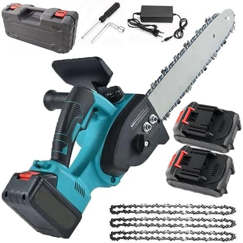 Motosega Elettrica a Batteria, Lama da 12 Pollici con Olio Automatico, 2 Batterie da 18V, 4000 r/min, per Potatura, Taglio del Legno, Rami, Giardini, Giardinaggio, Sega Elettrica Motore Brushless