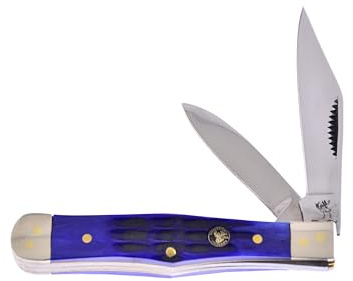 Whitetail Cutlery Pocket Knife 085BLJB Coke Bottle Knife with a Blue Jigged Bone Handle German Stainless Steel Blade Closed 3 Inches