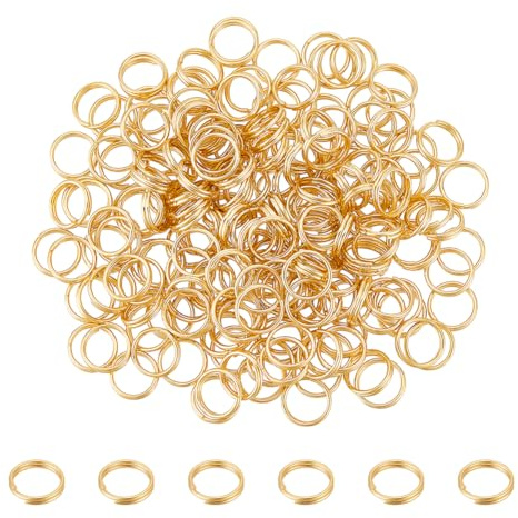UNICRAFTALE 200Pcs Anneaux Porte Clé Anneau Fendu Plaqué Or 18 carats Mini Anneau de Saut 6mm Double Boucle Anneau de Jonction pour Bijoux Accessoires de Porte Clés Fabrication de Boucles D'Oreilles