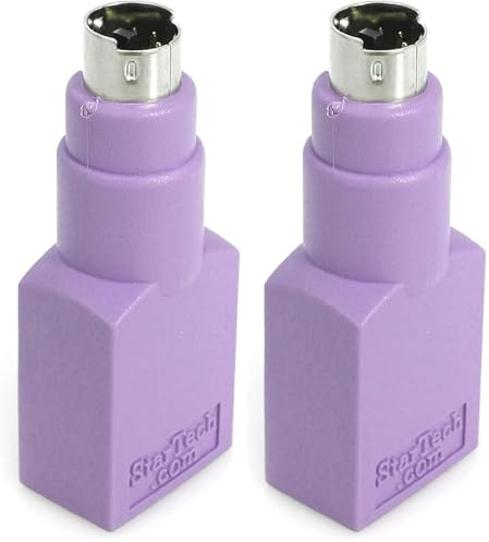 StarTech.com Adaptador Teclado o Ratón USB a Conector PS/2 PS2 MiniDIN - 1x Hembra USB - 1x Macho Mini-DIN - Púrpura (Paquete de 2)