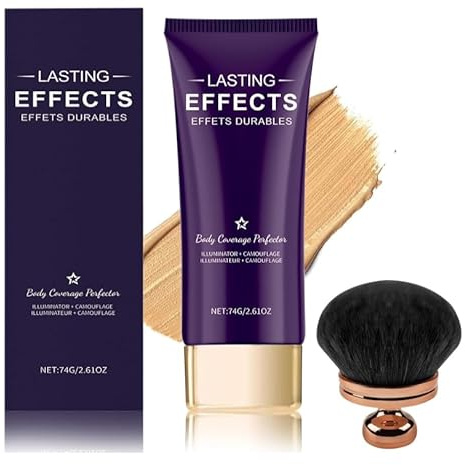 Beauty Body Coverage Perfector con pennello,2 in 1 Camouflage e Illuminante per il corpo,Perfezionatore per tutto il viso,Crema Corpo Coverage Perfector,Lucido Naturale a Lunga Tenuta (Naturale)