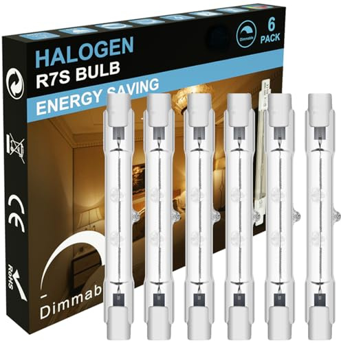 RAGFOZ 6 Stück R7s Halogenstab 78mm 100W 230V Dimmbar Halogen Leuchtmittel R7s Warmweiß 2800K 1800LM 230V J78 Halogen Fluterlicht für Arbeitsleuchten, Landschaftsleuchten,Stehleuchten