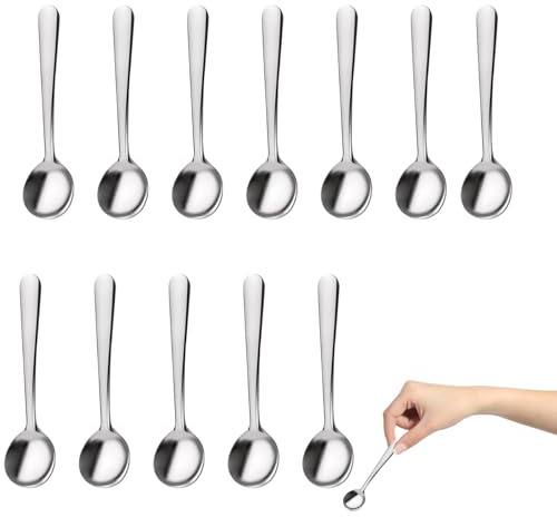 12 Stück Kleine Löffel Edelstahl, 7,5 Cm Gewürzlöffel Mini, Ideal Für Espresso, Gewürze Und Desserts, Praktische Mini Löffel Für Küche Und Unterwegs
