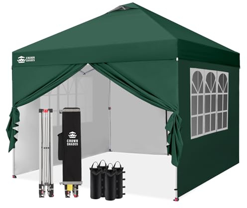 CROWN SHADES Pavillon 3x3 Wasserdicht Stabil Winterfest mit 4 Seitenteilen, Pop up Gartenpavillon UV Schutz 50+, Partyzelt Für Outdoor Camping, 3-Fach Höhenverstellbar, Pavillion mit Tragetasche