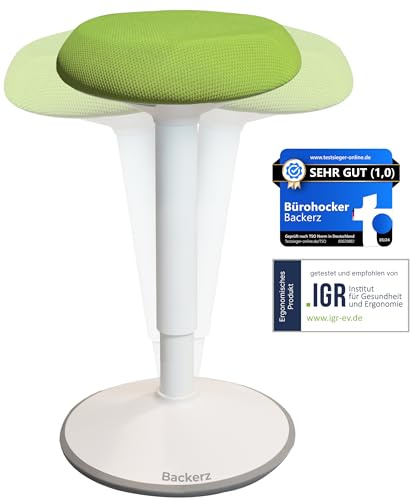 Backerz Ergonomischer Hocker - Bürohocker Testsieger mit 40-60 cm Stehhocker Höhenverstellbar mit Schwingeffekt - Büro Stehstuhl - Rutschfester Sitzhocker Ergonomisch - Wackelhocker Büro - Grün