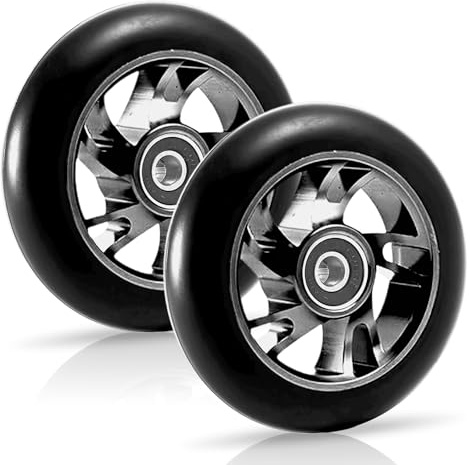 2 ruedas de 120 mm para patinete, ruedas de patín con rodamientos ABEC-9, ruedas de repuesto para scooter robustas y resistentes, aptas para accesorios de scooter (negro)