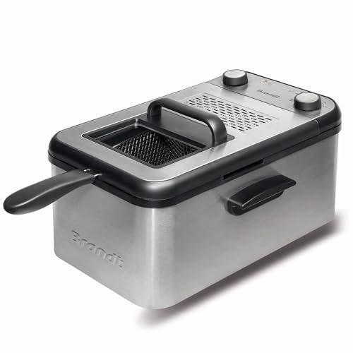 Brandt FRI4200 – Friteuse électrique 4,2L en Inox – Thermostat réglable 130-190°C – Couvercle avec hublot – Cuve amovible – 3000W – Facile à nettoyer – Acier inoxydable