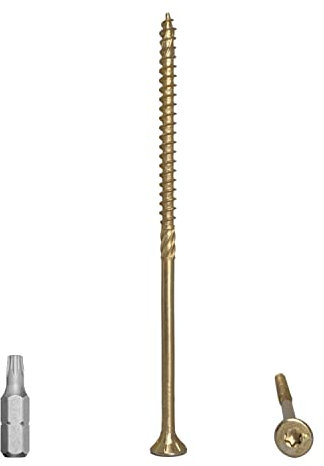 150 tornillos universales de acero chapado en zinc amarillo 5,0 x 120 mm, cabeza torx, cabeza avellanada, tornillos de aglomerado (150, 5 x 120 mm)