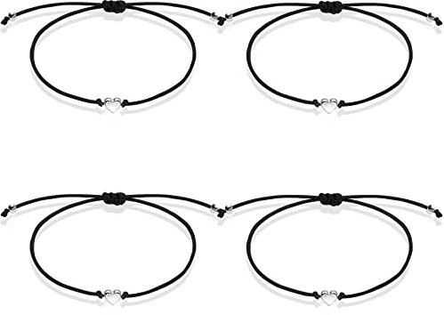 4 Stück Freundschaftsarmband Handmade,Filigranes Armbänder Einstellbar,Armband Damen,Enverstellbar Glücksbringer Armband Set Modeschmuck,Pärchen Armband für Liebhaber Valentinstag,Weihnachtsgeschenke