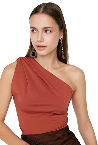 Trendyol Femme Body uni en Tricot Fin, Cannelle