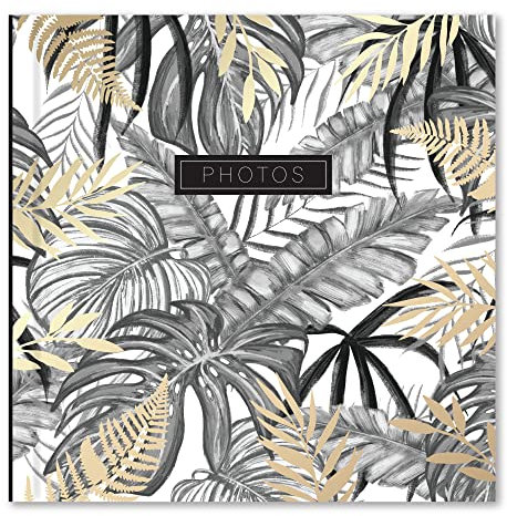 Karrma Ltd. Photo Album 200 Photo pockets Suitable for photos size 6''x4'' Memo Section a Stiff Backed Padded Cover Slip in Pockets Gold Leaves (7592)