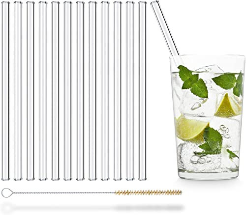 HALM Cannucce di Vetro 12x 20 cm Cannucce di Cristallo - Linea Economica - Cannucce - Riutilizzabili - Lavabili in Lavastoviglie - Cannucce di Vetro dalla Germania