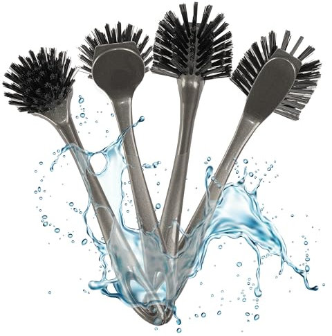 Hausfelder Spülbürsten 4er Set, Küchenbürste, Abwaschbürste, Geschirrbürste für die Küche, schwarz