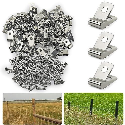 Maschendraht Drahtzaun Clip Drahtspanner 300 Stück Zaunklammern Edelstahl mit 300 Stück Schrauben für Metallzaun und Holzzaun