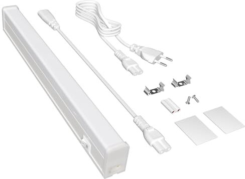 Brightark 4W LED Under Cabinet Kitchen Light 30cm Under Counter Light Neutral White 4000k Wardrobe Lamp Led 426LM Strip Light Extendable By Plug-In System,230v Cupboard Lighting for Bookcases (1 Pack)