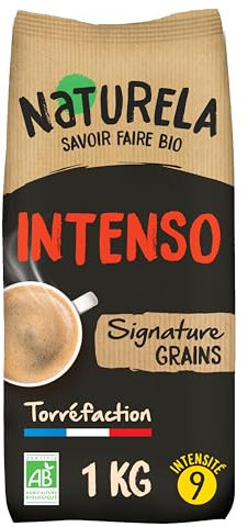 NATURELA Café Ecológico en Grano | Torrefacción Lenta 100% Arabica y Robusta | Mezcla premium exclusiva para espresso, prensa francesa o café de filtro - Bolsa de 1 kg