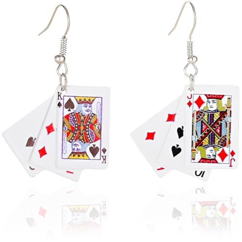 Clyhon 1 Par de Pendientes Divertidos Asimétricos para Mujer Pendientes de Póquer Hermosas Joyas para Orejas Decoración para Fiesta Festival