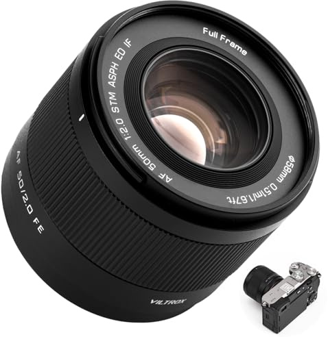 VILTROX 50 mm F2.0 Air FE helformatobjektiv, AF 50 mm f/2.0 för Sony E Mount, bil Fcous stor bländare objektiv för Sony a7cr a7cii a7c a6700 zv-e100 a6600 a6400 a7iv a7ii