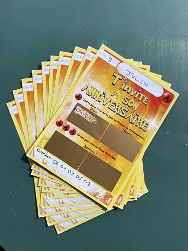Générique Lot de 10 Invitations Anniversaire Pokémon à Gratter – Cartes Anniversaire Enfant avec Enveloppes & Autocollants – Carte Invitation Originale – Fabriqué en France