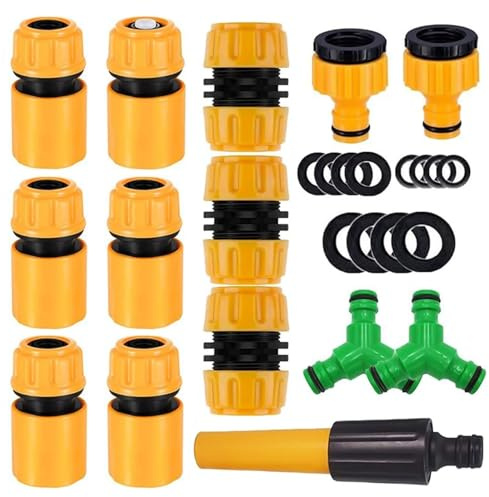 LERANXIN Kit Manguera Jardín 14 Piezas - Conector Manguera 1/2 Pulgada, Conector Rápido en Y y Prolongadores - Resistente, Antifuga - Accesorios Manguera Jardín Completos para Suministro Ágil
