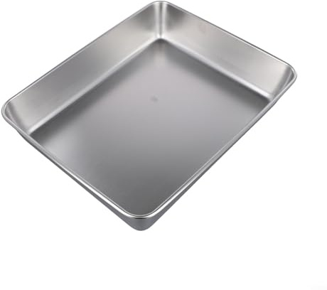 Plateau de service alimentaire rectangulaire en acier inoxydable, finition miroir à bords profonds, plateau de salle à manger pour salade, fruits, légumes, repas, collation, pique-nique (30 x 25 x 5,5