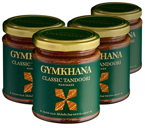 Gymkhana Classic Indian Tandoori Marinade, Spiced BBQ Marinade, 190g per Jar of Gluten Free Tandoori BBQ Rub Sauce - 4 Pack
