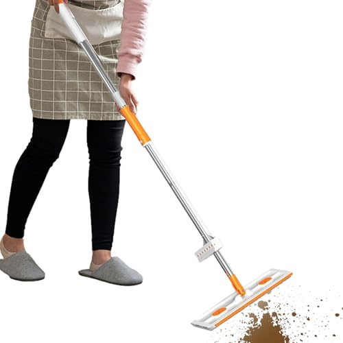 Renchey Mop In Microfibra Per La Pulizia Dei Pavimenti - Scopa per Pavimenti,Struttura Piatta con Manico Telescopico Regolabile per Pulizia Rapida di Laminato, Piastrelle, Casa, Bagno, Ampi Spazi,