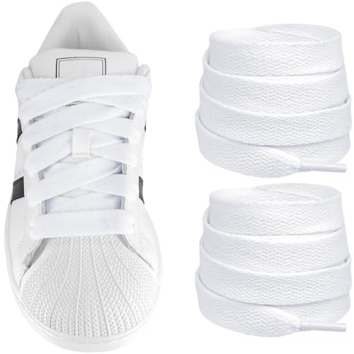 UamGlsob Lacci Piatti 14mm per Superstar II Shell Toe Sneaker (White,140cm)