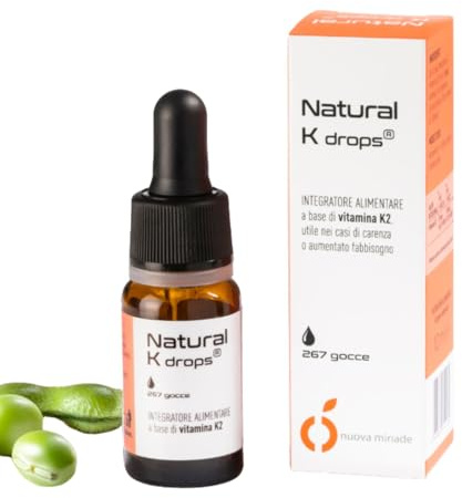 Vitamina K2 Gocce 50 mcg – Natural K Drops – K2 Vitamina MK7 ad Alta Purezza (VitaMK7®) – Vit K2 Liquida – Supporto Ossa e Sistema Cardiovascolare – 100% Origine Naturale – Made in Italy