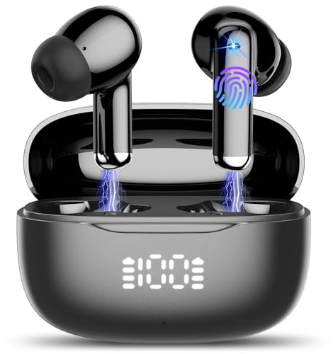 2026 Auriculares Inalambricos Bluetooth 5.4, Cancelacion de Ruido Cascos Bluetooth, HiFi Estéreo con Micrófono HD, Pantalla LED, 40H de Autonomía, Auriculares Deportivos in Ear, IP7 Impermeable, USB-C