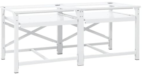 Ordellia Soporte para lavadora de acero blanco 120 x 56 x 52 cm con 2 estantes y almohadillas antideslizantes de 200 kg para accesorios de lavadora