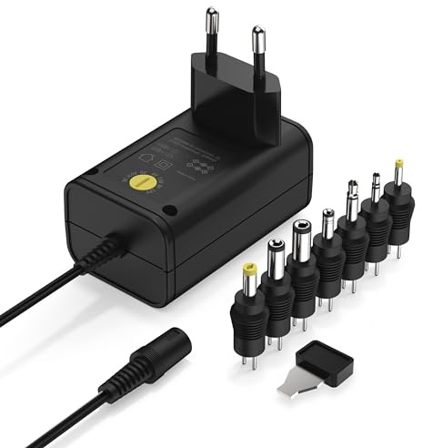 ANSMANN - Alimentatore di rete da 12 V APS 600, fino a max. 600 mA (7 adattatori universali), adattatore di rete per piccoli dispositivi elettrici regolabile da 3 a 12 Volt