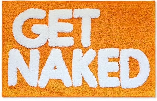 New Mungo Get Naked Badematte, Orange – niedliche Badezimmerteppiche, lustige Badematte, 78,7 x 50,8 cm