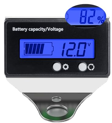 12-100V Golf Cart Battery Voltage Meter with Bracket, Battery Monitor Blue