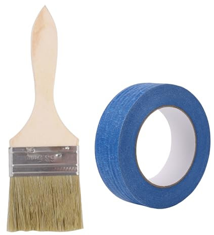 BQLZR Pennello piatto con manico sottile in legno, 6,3 cm, con nastro da pittore, 50 m, confezione da 2