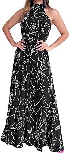 Tute Donna Eleganti Da Cerimonia Jumpsuit Tutina Lunghe a Gamba Larga Pantaloni Abito Lungo Elegante Senza Maniche Jumpsuit Estivo Tasche Capestro Per Matrimonio, Damigella D'onore, Feste, Pantaloni