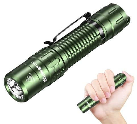 Wurkkos TD02 Led Taktische Taschenlampe, Extrem Hell 2000 Lumen USB C Aufladbar Taschenlampen, IP68 Wasserdicht mit 6 Modi Handheld klein Taschenlampe für Outdoor- und Indooraktivitäten