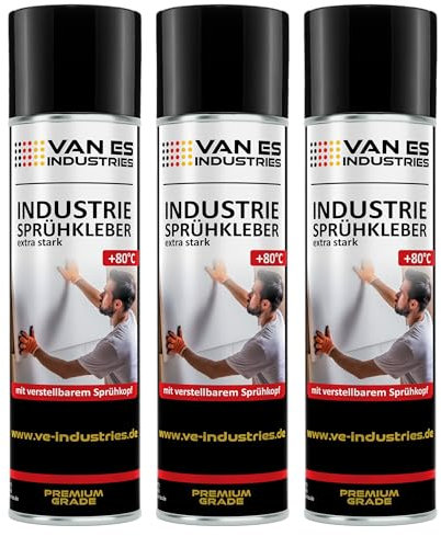 Industrie Sprühkleber permanent haftend bis 80°C 500ml | zum Kleben von Schaumstoffen, Wolkenhimmel, Leder, Papier uvm. (3)